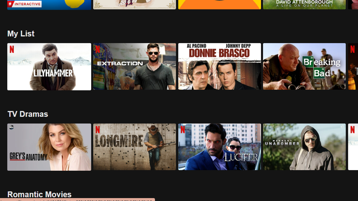 my list line on Netflix