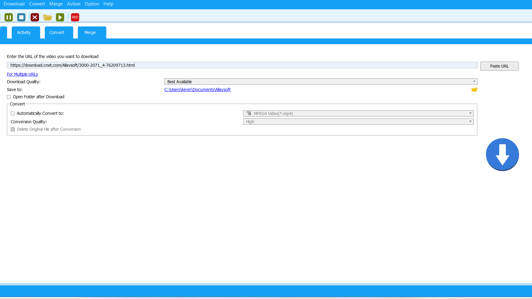 Screenshot of Allavsoft interface to download Tubi tv videos
