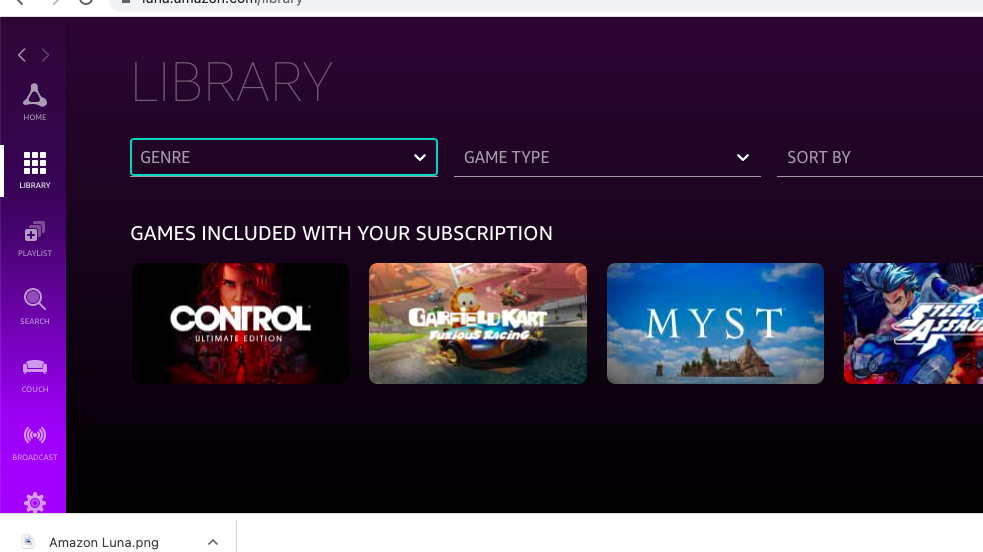 Screenshot of games included with Prime 