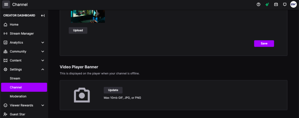Twitch landing page update video player banner section